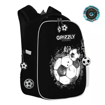 Ранец GRIZZLY RAF Ball, анатомическая, вентилируемая спинка, 2 отделения, черный (RAf-393-4/3)