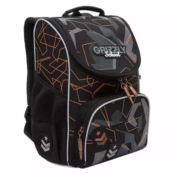 Ранец GRIZZLY RAM SERIOUS, анатомическая, вентилируемая спинка, 1 отделение, черный (RAm-485-6/1)