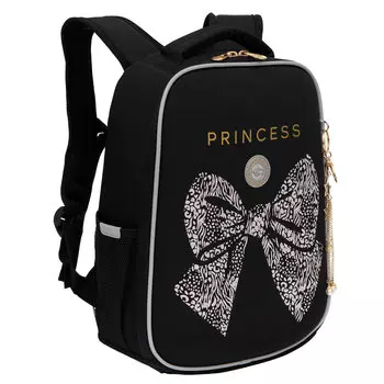 Ранец GRIZZLY RAw PRINCESS, анатомическая, вентилируемая спинка, 1 отделение, черный (RAw-396-7/3)