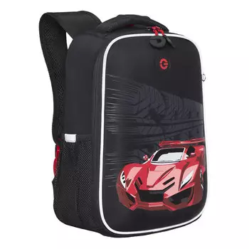 Ранец GRIZZLY RAw RED CAR, анатомическая, вентилируемая спинка, 1 отделение, черный (RAw-397-4/3)