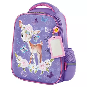 Ранец ЮНЛАНДИЯ LIGHT Spring-chirp, анатомическая, вентилируемая, формоустойчивая спинка, 2 отделения, сиреневый (229912)