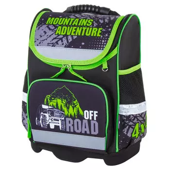 Ранец ЮНЛАНДИЯ WISE Offroad, анатомическая, вентилируемая, формоустойчивая спинка, 1 отделение, черный (228814)