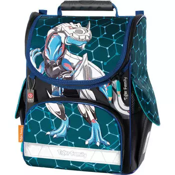 Ранец TIGER FAMILY Nature Quest Metal Dino, анатомическая, вентилируемая, формоустойчивая спинка, 1 отделение, мультиколор (228877)