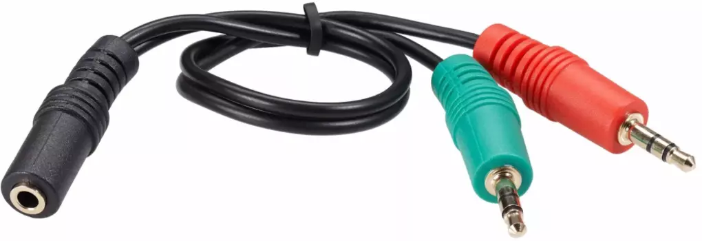 Разветвитель 2xJack3.5mm(M)-Jack 3.5mm(F), 20 см, черный Telecom (TAV4365-0.2M)