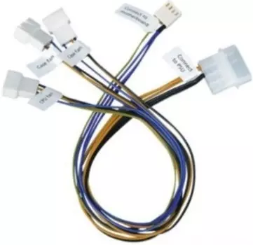Разветвитель питания вентиляторов Procase, 3*4pin to fan + 1*Molex to PSU + 1*4pin to MB (CBL-1TO3-PWM)