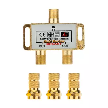 Разветвитель TV-IN-2xTV-OUT, золотистый REXANT (05-6101-1)