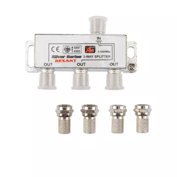 Разветвитель TV-IN-3xTV-OUT, серебристый REXANT Silver (05-6102)