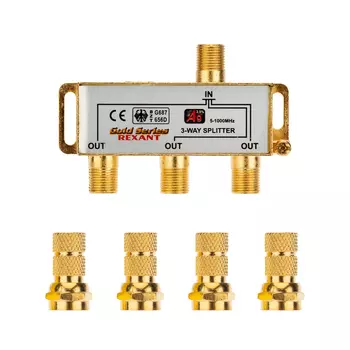Разветвитель TV-IN-3xTV-OUT, золотистый REXANT Gold (05-6102-1)