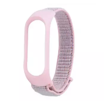 Ремешок DF для Xiaomi Mi Band 3/4/5/6/Smart Band 6, нейлон, розовый (xiNylonband-01)