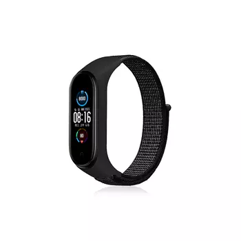 Ремешок DF для Xiaomi Mi Band 3/4/5, из нейлона, черный с белой крапинкой (DF xiNylonband-01 (black with white speck))
