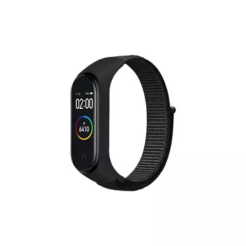 Ремешок DF для Xiaomi Mi Band 3/4/5, из нейлона, черный с цветной крапинкой (DF xiNylonband-01 (black with colored speck))