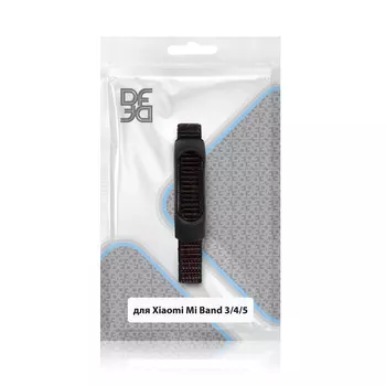 Ремешок DF для Xiaomi Mi Band 3/4/5, из нейлона, красно-черный (DF xiNylonband-01 (red/black))