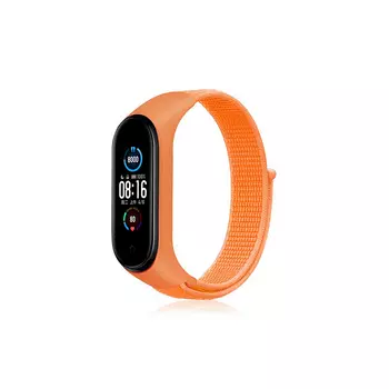 Ремешок DF для Xiaomi Mi Band 3/4/5, из нейлона, оранжевый (DF xiNylonband-01 (orange))
