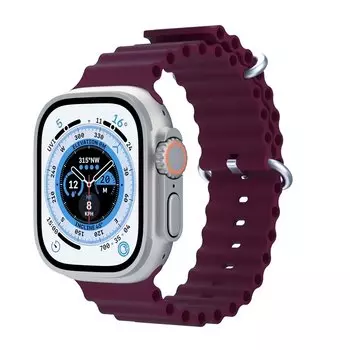 Ремешок для Apple Watch, 42-49 мм, силиконовый, бордовый (214250)