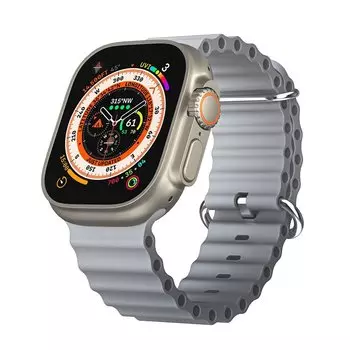 Ремешок для Apple Watch, 42-49 мм, силиконовый, серый (214253)