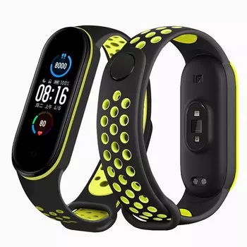 Ремешок для Xiaomi Mi Band 3/4/5, силиконовый Sport N, черный/зеленый (117545)
