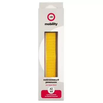 Ремешок mObility для Apple Watch, 42-44 мм, (S3/S4/S5 SE/S6), подсолнечный/белый/коричневый (УТ000027923)