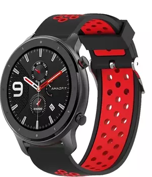 Ремешок No name для Xiaomi Amazfit GTR 1.39” 47мм, 47 мм, спортивный, черный/красный