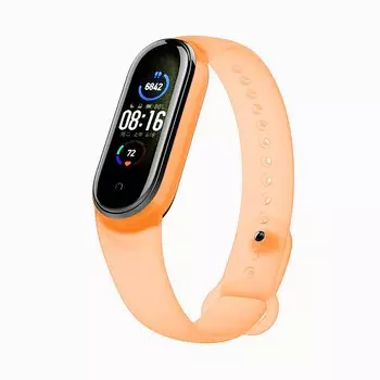 Ремешок для Xiaomi Mi Band 5, силиконовый, оранжевый (128699)