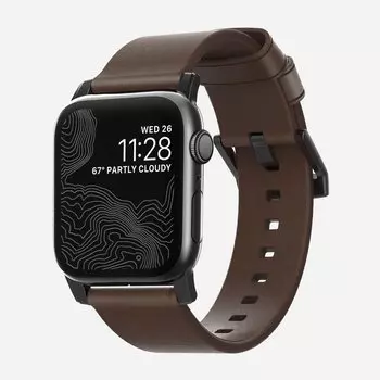 Ремешок Nomad Modern Strap для Apple Watch, кожа, темно-коричневый/черный (NM1A4RBM00)