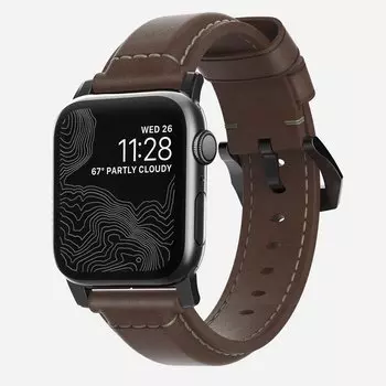 Ремешок Nomad Traditional Strap для Apple Watch 42/44 mm, кожа, темно-коричневый/черный (NM1A4RBT00)