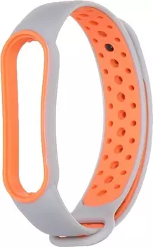 Ремешок Red Line для Xiaomi Mi Band 6, двухцветный, силикон, серый/оранжевый (УТ000025204)