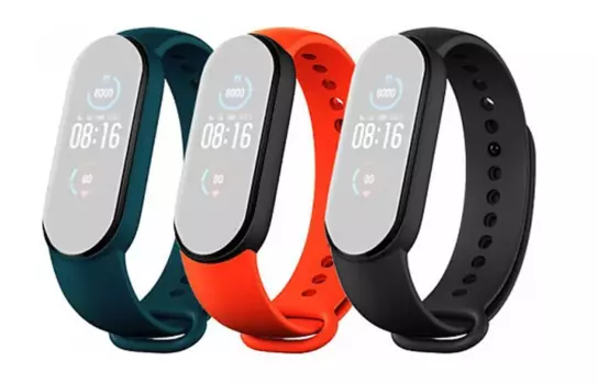Ремешок Xiaomi для Mi Band 5 , набор из 3 силиконовых ремешков, черный/оранжевый/зеленый (BHR4639GL)