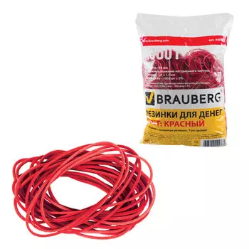 Резинки для денег Brauberg 60мм, 1кг, красный (440101)