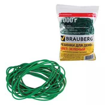 Резинки для денег Brauberg 60мм, 1кг, зеленый (440103)