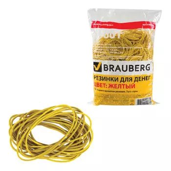 Резинки для денег Brauberg 60мм, 1кг, желтый (440104)