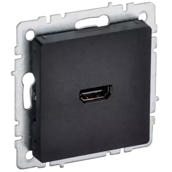 Розетка 1xHDMI, РHDMI-0-БрЧ, механизм без рамки, скрытый монтаж, черный, IEK BRITE (BR-H10-K02)