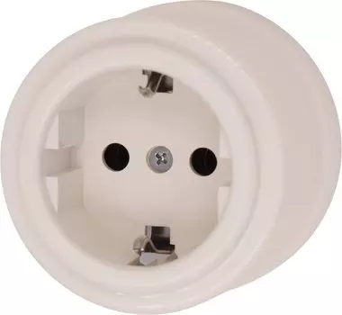 Розетка BIRONI, открытый монтаж, однопостовая, с з/к, 16А, в сборе, IP20, пластик, песочный (B1-101-24)