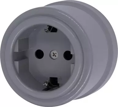 Розетка BIRONI, открытый монтаж, однопостовая, с з/к, 16А, в сборе, IP20, пластик, титан (B1-101-26)