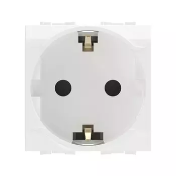 Розетка DKC Brava 76482B, в кабель канал, однопостовая/модулей: 2, с з/к, со шторками, 16А, в сборе, IP20, белый (76482B)