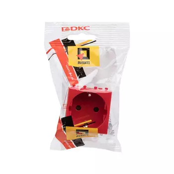 Розетка DKC Avanti Красный квадрат, в кабель канал, однопостовая/модулей: 2, с з/к, со шторками, 16A, модульная, красный (4401002)