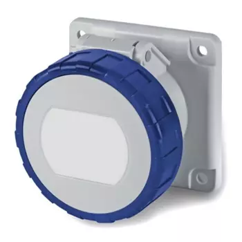 Розетка DKC, скрытый монтаж, однопостовая, с крышкой, 16А, в сборе, IP67, 2P+E, синий, 1 шт. (DIS4271663)