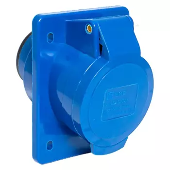 Розетка EKF 423, скрытый монтаж, однопостовая, с крышкой, 32А, в сборе, IP44, 2P+PE, синий, 1 шт. (ps-423-32-220)