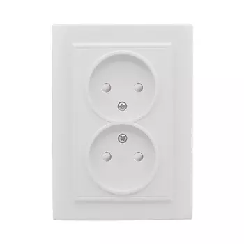 Розетка EKF Basic Минск, скрытый монтаж, 2-х постовая, со шторками, 10A, в сборе, IP20, белый (ERR10-102-100)