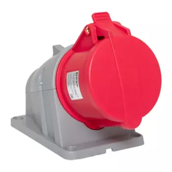 Розетка EKF PROxima 124, открытый монтаж, однопостовая, с крышкой, 32А, в сборе, IP44, 3P+PE, красный, 1 шт. (ps-124-32-380-PRO)