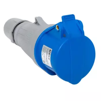Розетка EKF PROxima 213, переносная, однопостовая, с крышкой, 16А, в сборе, IP44, 2P+PE, синий, 1 шт. (ps-213-16-220-PRO)