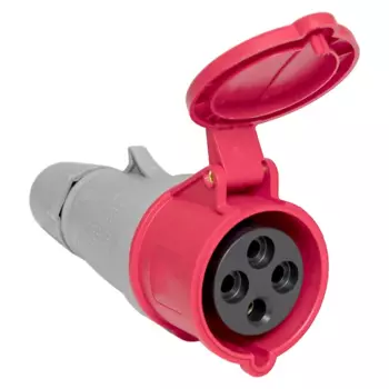 Розетка EKF PROxima 224, переносная, однопостовая, с крышкой, 32А, в сборе, IP44, 3P+PE, красный, 1 шт. (ps-224-32-380-PRO)
