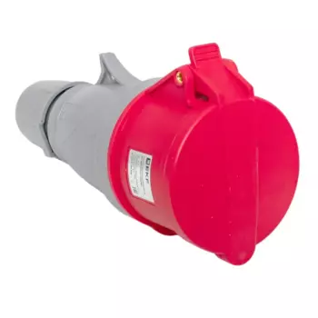 Розетка EKF PROxima 225, переносная, однопостовая, с крышкой, 32А, в сборе, IP44, 3P+PE+N, красный, 1 шт. (ps-225-32-380-PRO)