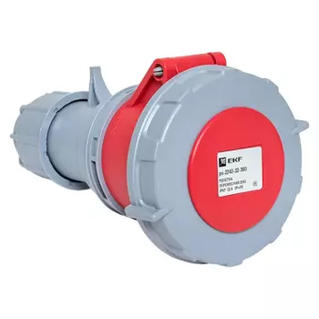 Розетка EKF PROxima, переносная, однопостовая, с крышкой, 32А, в сборе, IP67, 3P+PE, красный, 1 шт. (ps-2242-32-380)