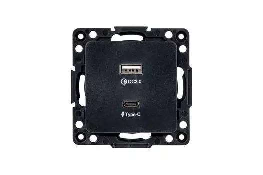 Розетка EKF Стокгольм PROxima, USB-A, USB-C, механизм с накладкой, черный (EZR-2USB-type-C)