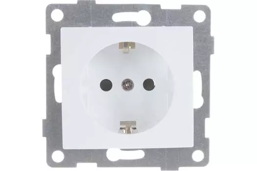 Розетка GUSI Bravo, скрытый монтаж, однопостовая, с з/к, со шторками, 16А, механизм розетки с накладкой, IP20, белый, 1 шт. (С10Р4-001)