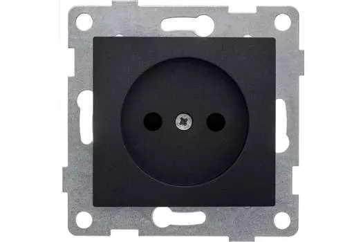 Розетка GUSI Bravo, скрытый монтаж, однопостовая, со шторками, 16А, механизм розетки с накладкой, IP20, графит, 1 шт. (С10Р2-010)