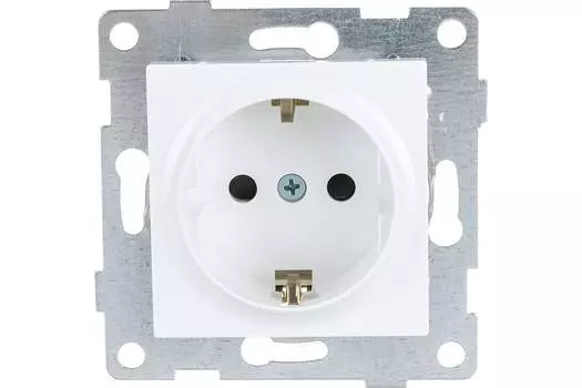 Розетка GUSI Ugra, скрытый монтаж, однопостовая, с з/к, со шторками, 16А, механизм розетки с накладкой, IP20, белый, 1 шт. (С11Р4-001)