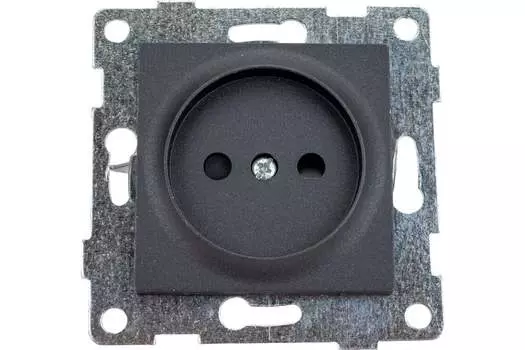Розетка GUSI Ugra, скрытый монтаж, однопостовая, со шторками, 16А, механизм розетки с накладкой, IP20, графит, 1 шт. (С11Р2-010)