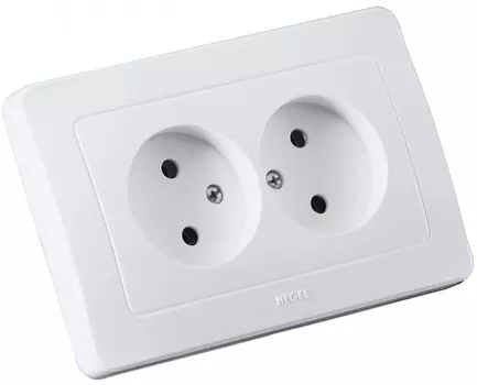 Розетка HEGEL MASTER, скрытый монтаж, 2-х постовая, 16A, в сборе, IP20, белый (РС16-341)