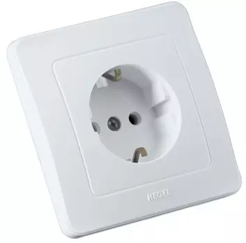 Розетка HEGEL MASTER, скрытый монтаж, однопостовая, с з/к, 16A, в сборе, IP20, белый (РС16-311)